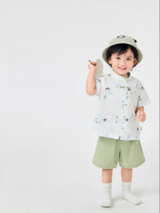 Purcotton | Summer New Breathable Muslin Children Shorts Set