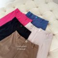 Deluna - Vior One Set Wanita - Setelan Atasan Kemeja Loose Oversize Lengan Panjang Dan Celana Cutbray Highwaist Bahan Knit Stretch Bawahan Kancing. 