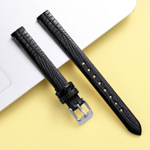 Soft Lizard Texture Leather Watchband Gold Pin Buckle Women Thin WristWatch Band 10mm 12mm 14mm 16mm Black Red Blue Watch Strap