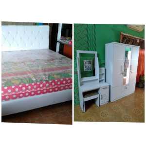 KASUR DIVAN. LEMARI  3P MEJA RIAS PAKET BESAN PUTIH (PROMO SEPT24 STOK TERBATAS ) ( KHUSUS COD CHAT ADMIN)
