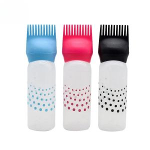 160ml Refillable Hair Coloring Bottle Applicator Comb Plastic Dyeing Shampoo Hair Comb Bottle Salon Hair Coloring Tools Supplies