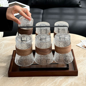 ชุดแก้วน้ำชาป้องกันความร้อนสไตล์จีนสำหรับใช้ในบ้าน ชุดแก้วน้ำกาแฟ ชุดแก้วน้ำผลไม้ ชุดแก้วน้ำสำหรับรับแขกในห้องนั่งเล่น