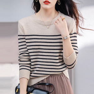 Stylish Versatile Cashmere Striped Sweater