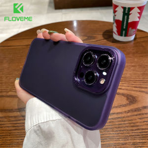 FLOVEME Luxury Matte Clear Phone Case For iphone 14 13 12 11 Pro Max Transparent Plating Lens TPU Shockproof Back Cover For iphone X XR XS Max