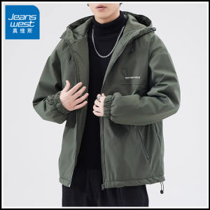 Jeanswest Mens Thickened Warm Loose Stand Collar Cotton Jacket Winter New Style Fashion Urban Youth Casual Wear Polyester Fiber