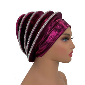Luxury Diamonds Spiral Beret Turban for Women Afrcian Lady Head Wraps Female Berets Turban Nigeria Headpiece Wedding Party Gele