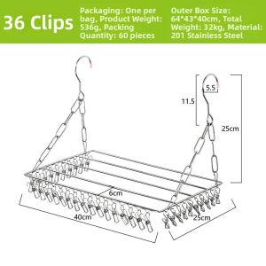 TENGYAGAO | Stainless Steel Sock Drying Rack for Balcony 100 Clips