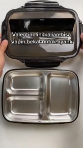 Kotak Makan 1set Lunch Box Stainless Steel 3 Grid 1L
