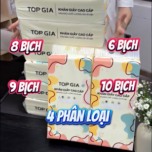Thùng 4 Gói - Khăn Giấy Top Gia Đa Sắc Giấy Ăn Giấy Rút Giấy Vệ Sinh Treo Tường 1280 Tờ Chính Hãng