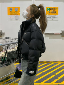 Premium PU Leather Short down Jacket Womens Style White Duck Feather Bread Coat Korean Version Thickened Winter New Arrival