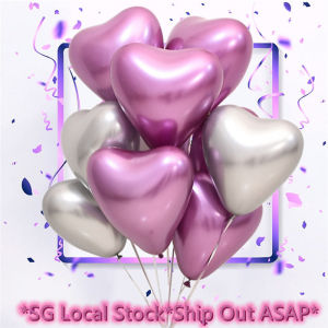 ✨SG Ready Stock✨10inch 50pcs Love Metallic Heart Shape Valentine Day Birthday Festival Decoration Balloon for Wedding