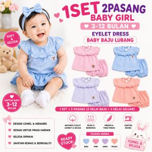 1Set 2Pasang Baby Girl 3-12bulan Eyelet Dress Baby Baju Lubang 💕OFFER PRICE