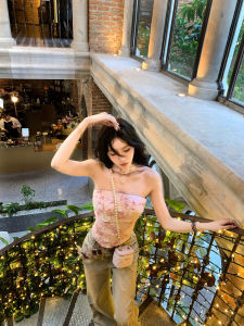 Bộ Đồ Hai Mảnh Pinky Piggy Pure Desire Butterfly Fishbone Cho Nữ Mùa Hè Ngọt Ngào Họa Tiết Hoa Cạp Cao Váy Ngắn