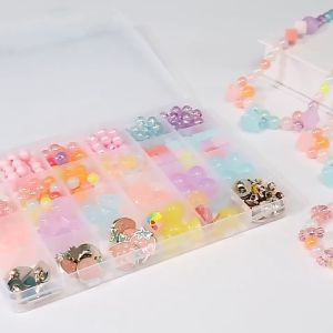 BabyShine Beaded DIY/Meronce Manik-Manik 3D DIY Bahan Plastik Dengan Tali/Mainan Edukatif