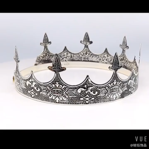 Vintage Mens Adjustable Round Crown Baroque King Crown Glamorous Medieval for Party Wedding Birthday Events