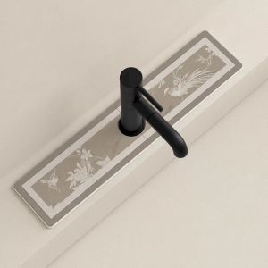 VIKAMA Retro Faucet Absorbent Pad Flower Bamboo Pattern Splash Proof Quick Drying Sink Pad Home Decoration