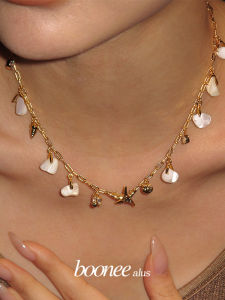 Boonee Alus Luxury Gold Star Shell Zirconia Necklace Womens Design New 2025 Clavicle Chain Fashion Jewelry Accessory