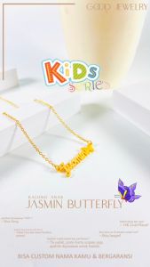 Kids Series - Jasmin Necklace / Kalung Nama Anak Titanium 316L Stainless Steel Lapis Emas 18K