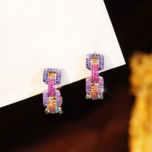 SEQUITO Luxury Gold Plated Jewelry Micro Pave Colorful AAAAA Cubic Zirconia Hollow Geometric Women Wedding Round Hoop Earrings SE1072