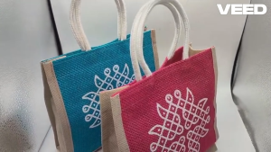 Traditional Jute Bag with Kolam Design | Open-Top Lunch | Shopping | Grocery Multipurpose Jute Bag | Pack of 1 | Size: 8 inches (H) x 8 inches (W)