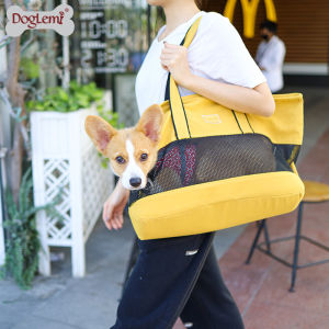 Pet Bag Cat and Dog Bag Canvas Mesh Cloth Breathable out Portable Shoulder Bag Foldable Handbag Outcrop 10.00kg Inner