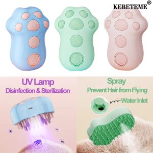 KEBETEME Cat Comb Steamy Brush Dog Massage Comb Electric Silicone Pet Hair Removal Grooming Brush Cat Accessories