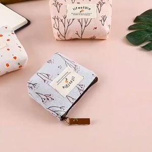 Pouch Dompet Koin Resleting Live Style Kanvas Dompet Serbaguna Sleting Motif Bunga Wallet Coin Dompet Perhiasan Headset Multifungsi Murah PST
