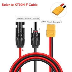 Solar Connector to XT90 Adapter Cable (10 AWG Silicone-Sheathed Cable) Suitable for Portable Power Stations and Solar Generators