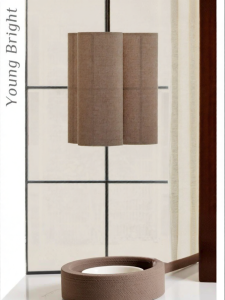 French Japanese Retro Designer Aesthetic Linen Pendant Light