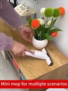 【 Easy operation with one hand 】Mini mop Portable Mini Squeeze Mop multifunction Strong water absorption fast dehydration Portable Mini Mops Powerful Absorbent Mop Ceramic Drill Floor Cleaning Home Kitchen Car Cleaning Mop Sponge Cleaning Mop