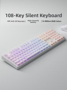 TROVANCO | 108-Key Silent Full Layout Wireless 3-Mode Mechanical Feel Keyboard