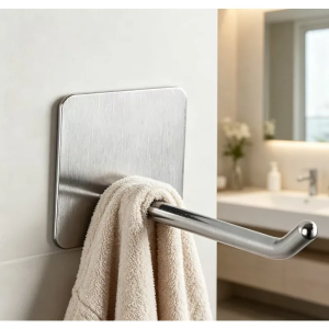 No Punching Stainless Steel Single Hook Sticky Hook Creative Wall Metal Seamless Sticker Hook