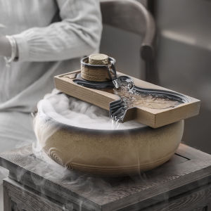 Stonewashed Flowing Water Ornaments Living Room Desktop Atomization Humidification Fountain Circulating Water Car Fengshui Wheel Office Fortune Decoration