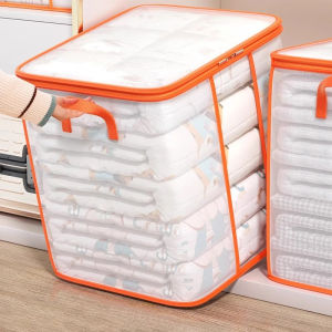 Plastic Transparent Clothes Blanket Quilt Organizer Storage Bag With Zipper Foldable Luggage Moving Packing Pouch