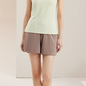 MiiOW | Bộ đồ ngủ lụa băng mùa hè cho nữ MiiOW Áo ba lỗ không tay cổ tròn bó sát Quần đùi Bộ đồ ngủ mát mẻ mặc ở nhà