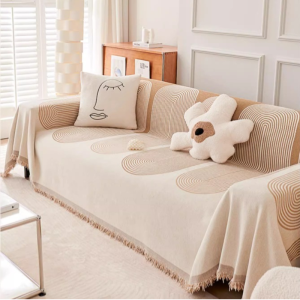 Topstar Double Sided Chenille Sofa Cover Blanket with Tassel Aesthetic Couch Slipcover Sofa Protector Towel Home Decor
