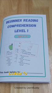 LearnBuddy Pre-Comprehension Level 1 Printed Activity Booklet Beginner Reading Comprehension