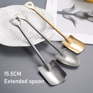 YESPERY 1/2/4PCS Extended Shovel Spoons Stainless Steel TeaSpoons Creative Coffee Spoon For Ice cream Dessert Scoop Tableware Cutlery set
