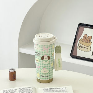 Cốc Cà Phê Bằng Gốm Sứ Giữ Nhiệt Cốc Nước Di Động Dễ Thương Cho Phụ Nữ Cốc Đựng Nước Có Van Nắp Kép Có Ống Hút Thiết Kế Dễ Thương