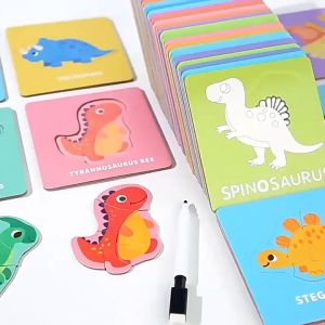 TAIYO Matching Puzzle Set Toys Papan Jigsaw Edukasi Montessori Gambar Diy Kartun Fungsional Mainan