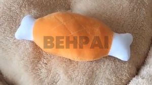 Pet Plush Toy Chicken Thigh Shape Relieve Boredom Interactive Squeaky Toy Dog Stuffed Toy Teeth Care Black Plush