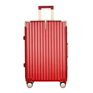 MANLVSHI | Red Wedding Luggage with Gold Aluminum Frame for Brides