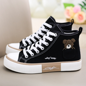 JIFANPAUL | Black Breathable High-top Student Canvas Shoes For Women