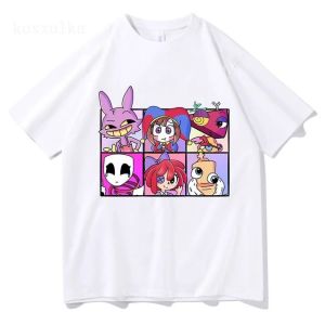 Bandai | Pomni And Jax Cartoon Digitals Circus T-Shirts Men Fashion Pure Cotton Tee Shirt Crewneck Short Sleeve T Shirts Party Tops