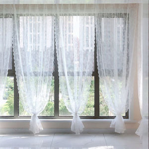 No-drilling Easy-install Lace French Style White Curtain