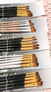 Giorgione Profesional Berus Nylon Artis 5pcs Set Kuas Cat Air/ Kuas Cat Minyak/ Kuas Lukisan Akrilik Nylon Acrylic Paint Brush Mudah Dibersihkan