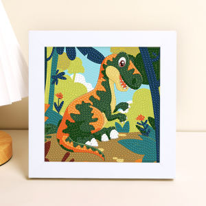 Tyrannosaurus Dinosaur Brick Painting Kids Handicraft DIY Material Diamond Stickers Little Dinosaur Kindergarten Gift for School Opens