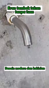 FLUSSO Kran TEMBOK Tombol sentuh Stainless tekan ON OFF uniq touch tap faucet push 3 warna