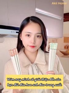 Bộ 5 đôi đũa sợi thủy tinh kháng khuẩn hoa anh đào trong suốt chống ẩm mốc chịu nhiệt đũa kiểu Nhật cao cấp DA05