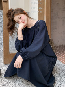 Loose Casual Long Dress Womens plus Size Long Sleeve Korean Style Spring New Slimming French Style Dress